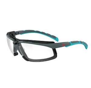 3M - Solus™ 2000系列 可調鏡腳式防霧安全眼鏡, 透明鏡片（灰藍色） 密封鏡框墊 S2001SGAF-BGR-F