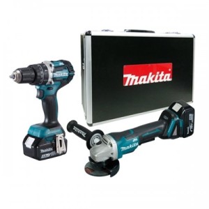 Makita 牧田 - 雙機套裝 - 18V 衝擊鑽 DHP484 + 4吋磨機 DGA408 COMBO - DLX2215TX1