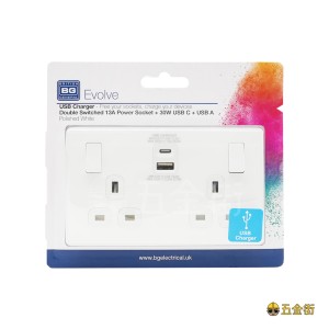 BG 13A雙位開關插座連Type A&C PCDWH22UAC30W  電制插座 面板