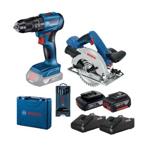 [雙充電套裝] BOSCH 博世 GSB 185-LI 18V 無刷衝擊電鑽  + 鋰電圓鋸機 GKS 18V-57 G 連 X-line 15 批咀 套裝